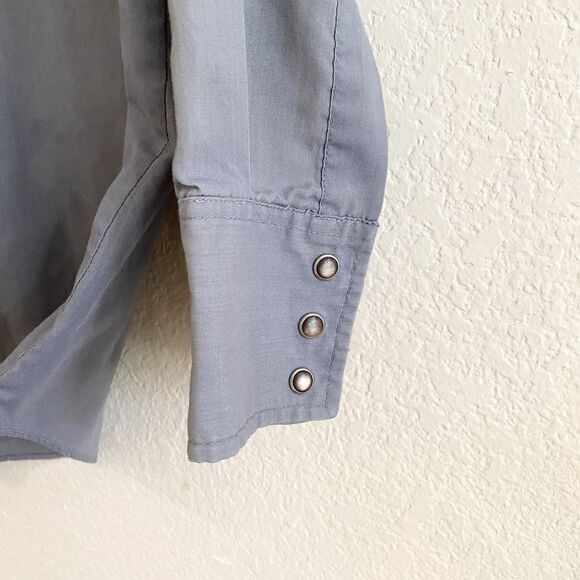 Ely Plains Pearl Snap Shirt Long Sleeve Gray Size 16 1/2 34-35 * - Picture 6 of 10
